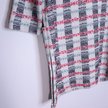 ST. JOHN Plaid Longline Jacket Multicolor Tweed Straight Cut Unlined Women's 18
