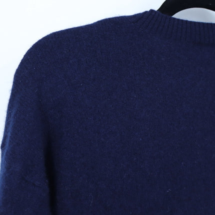 Minnie Rose Cashmere 9gg Pullover Sweater Navy Blue Shrunken Crew Women's S