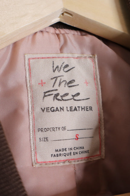 WE THE FREE Wild Rose Vegan Suede Bomber Jacket Chestnut Combo Women's S