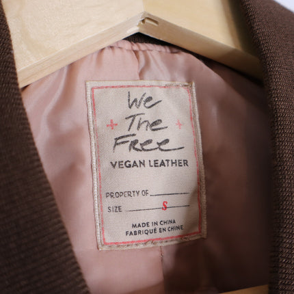 WE THE FREE Wild Rose Vegan Suede Bomber Jacket Chestnut Combo Women's S