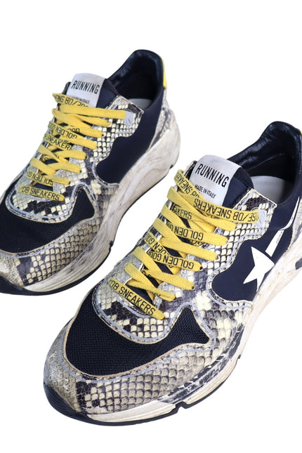 GOLDEN GOOSE Running Sole Sneaker Natural Snake Print and White Star Women's 40
