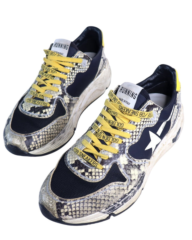 GOLDEN GOOSE Running Sole Sneaker Natural Snake Print and White Star Women's 40