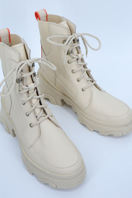 SOREL Brex Leather Lace Up Boot Bleached Ceramic Orange Waterproof Women's 9