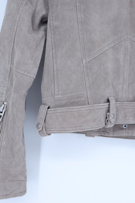 BLANKNYC Cropped Suede Moto Jacket Sand Stoner Full Zip Long Sleeve Women' S