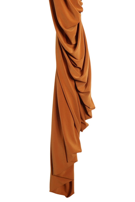 NORMA KAMALI Diana Ruched Gown Cinnamon Orange Midi Dress Women's L/40