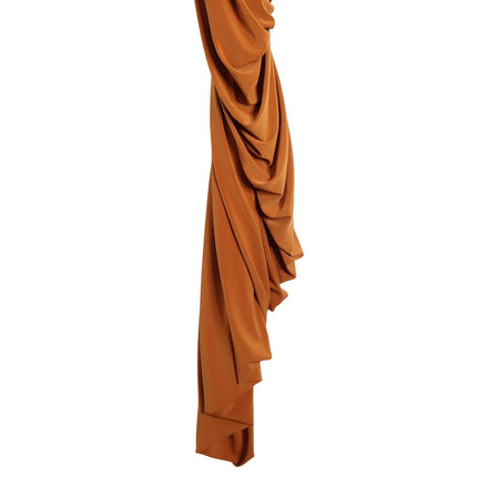 NORMA KAMALI Diana Ruched Gown Cinnamon Orange Midi Dress Women's L/40