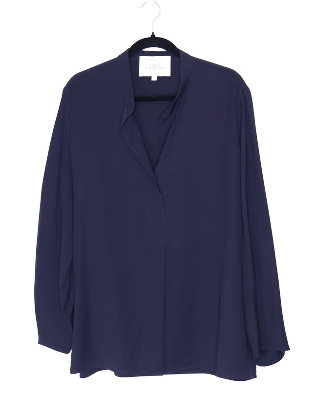 STUDIO NICHOLSON Volume Sleeve Shirt Navy Blue Popover Blouse Women's 3/US 10