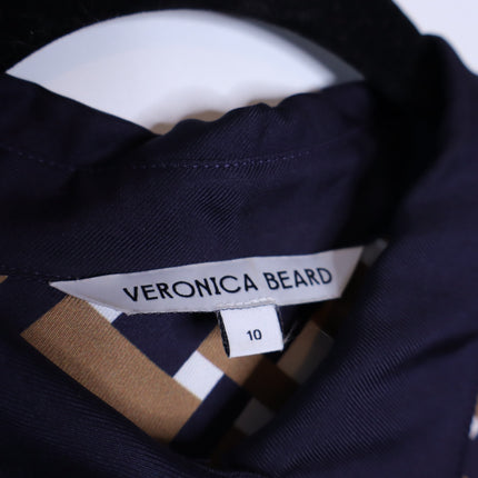 VERONICA BEARD Sumatra Mini Shirt Dress Navy Multi Wide Sleeve Women's 10