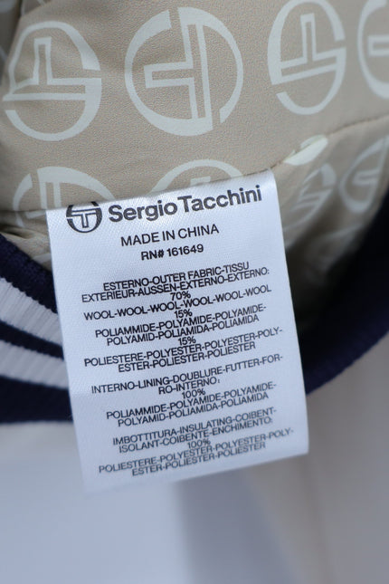SERGIO TACCHINI Marisa Varsity Jacket Gardenia White Navy Wool Blend Women's S