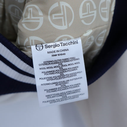 SERGIO TACCHINI Marisa Varsity Jacket Gardenia White Navy Wool Blend Women's S