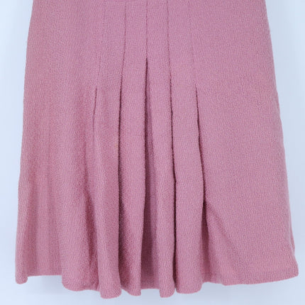 Chanel Coco Mark Tweed Skirt Mauve Pink Pleated Summer Wool Women's 40/US 8