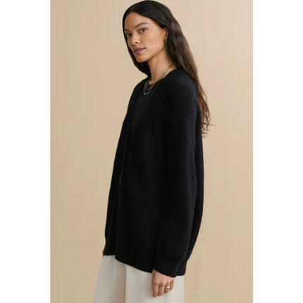 JENNI KAYNE 100% Cashmere Cocoon Cardigan Black Long Sleeve Women's M