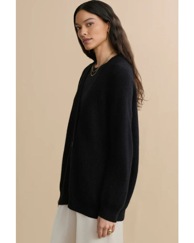 JENNI KAYNE 100% Cashmere Cocoon Cardigan Black Long Sleeve Women's M