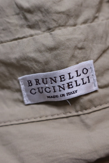BRUNELLO CUCINELLI Belted Safari Shirtdress Khaki Short Sleeve Women's XL/US 10