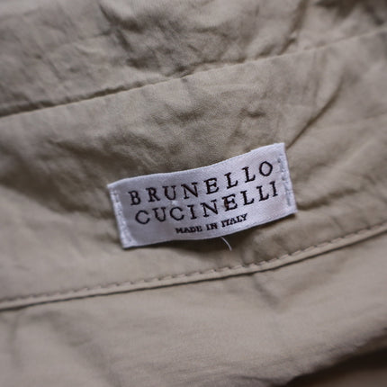 BRUNELLO CUCINELLI Belted Safari Shirtdress Khaki Short Sleeve Women's XL/US 10