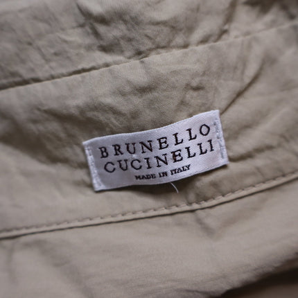 BRUNELLO CUCINELLI Belted Safari Shirtdress Khaki Short Sleeve Women's XL/US 10
