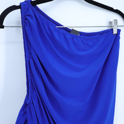 NORMA KAMALI Diana Ruched Gown Berry Blue NWT Midi Dress Women's S/36
