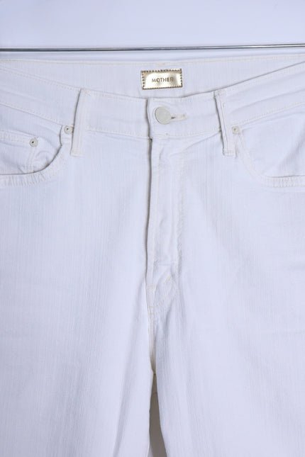 MOTHER The Insider Crop Step Fray Jeans Whipping The Racer White Women's 29