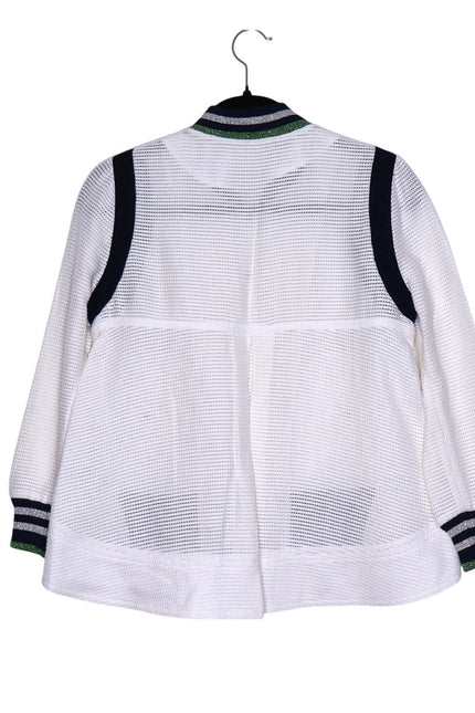VERONICA BEARD Smith Rib Trim Jacket Off White Black Bomber Casual Women's 2
