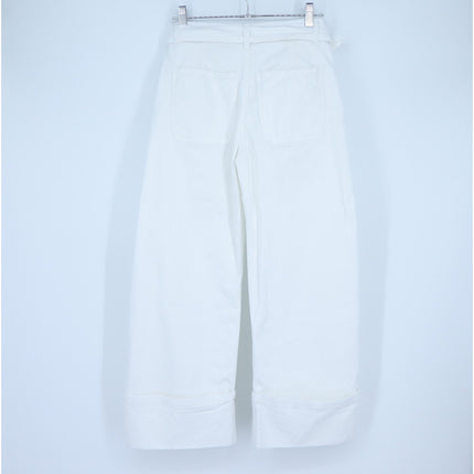 Seventy Venezia Cotton Bull Denim Pants White Belted Wide Leg Women's 36/US 2