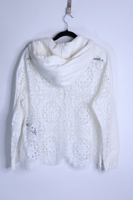 THE KOOPLES Ecru Lace Sweatshirt Zip Up Sport Hoodie Women's 1/US 4