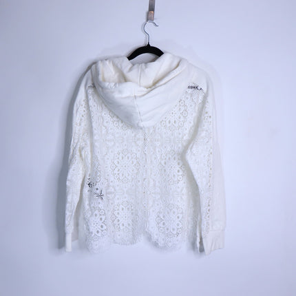 THE KOOPLES Ecru Lace Sweatshirt Zip Up Sport Hoodie Women's 1/US 4