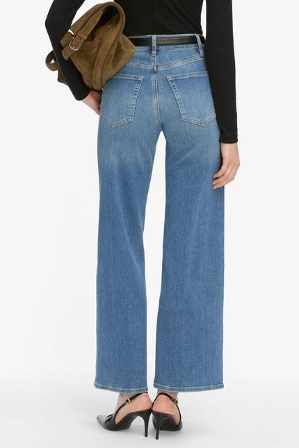 FRAME Le Slim Palazzo Jeans Drizzle Medium Wash Blue High Rise Women's 28