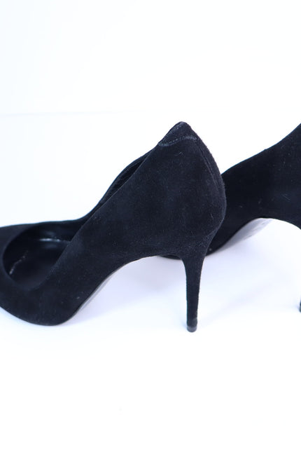 ALEXANDER MCQUEEN Gold Capped Suede Pumps Black Pointed Toe Women's 35.5/US 5.5