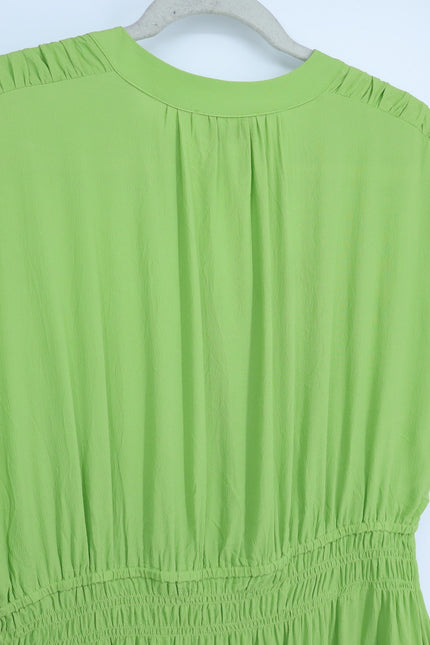 MEIMEIJ Lime Green Midi Dress Chiffon Button Front Midi Women's 42/US 6