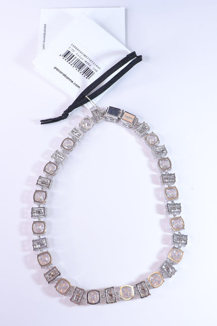 PACO RABANNE Embellished Necklace CZ Crystal Oversized Silver and Clear NIB