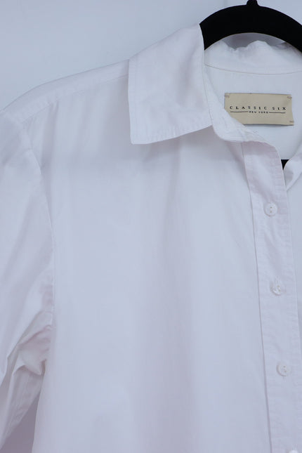 CLASSIC SIX Donna Button Down Shirt White Long Sleeve Cotton Blouse Women's 8
