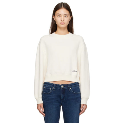 Rag & Bone Embroidered Sweatshirt Off White French Terry Boxy Pullover Women's S