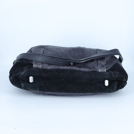 Liebeskind Berlin Irvine Hobo Shoulder Bag Oil Black Leather Reptile Mix Media