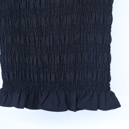 Peachy Den Deba Top Onyx Black Smocked Peplum Hem Sleeveless Tank Women's S