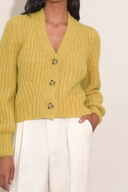 ELEVEN SIX Chunky Knit Sara Cardigan Sweater Joy Yellow Alpaca Blend Women's M/L