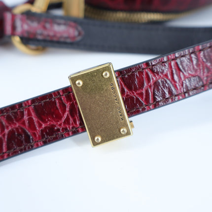 Marc Jacobs Shutter Croc Embossed Leather Crossbody Bag Vachetta Red
