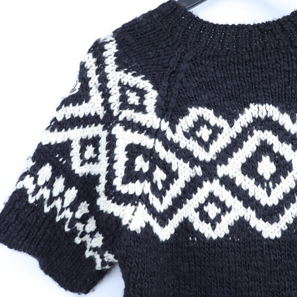 Moncler Maglione Tricot Girocollo Sweater Black and White Short Sleeve Women's S