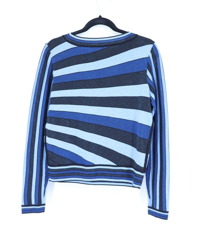 Diane von Furstenberg Joletta Sweater Sunburst Metallic Striped Blue Women's M