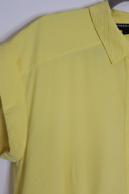 VERONICA BEARD Yellow Harrow Tiered Seersucker Mini Shirt Dress Women's M