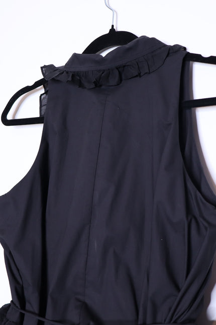 JOSLIN NEW Celia Trapeze Shirt Dress Black Organic Cotton Ruffled Lace Women's 2