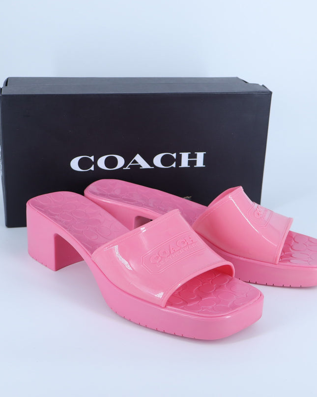 Coach Scarlett Rubber Heeled Sandal Pink Petunia Slip On Slide Women's 10