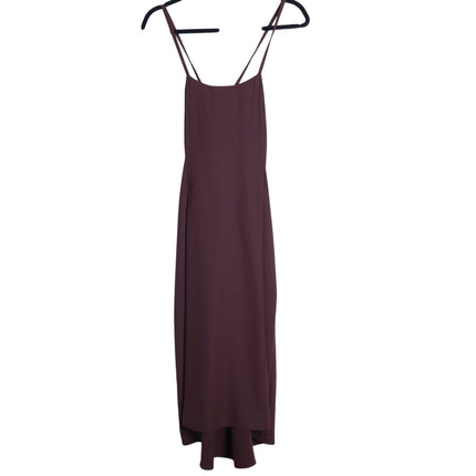 VINCE Strappy Crepe Tank Dress Brown Adjustable Tie Back Pockets Women's M