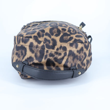 Michael Kors Kelsey Leopard Nylon Backpack Padded Multi Pocket Zip Around
