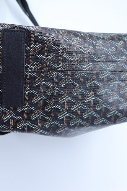 GOYARD Rouette Souple Shoulder Bag Black and Brown Coated Canvas Chevron