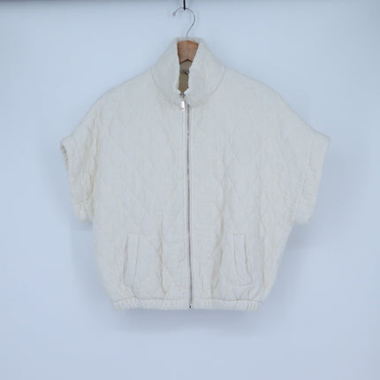 Suzy D Charlston Quilted Jacket Buttermilk Zip Up Cap Sleeve Women's S