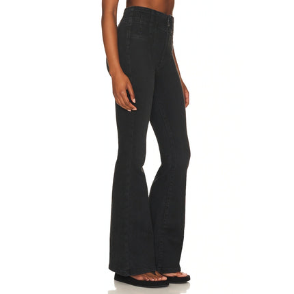 WE THE FREE NWT Jayde High Rise Jeans Flare Leg Onyx Black Zip Fly Women's 25