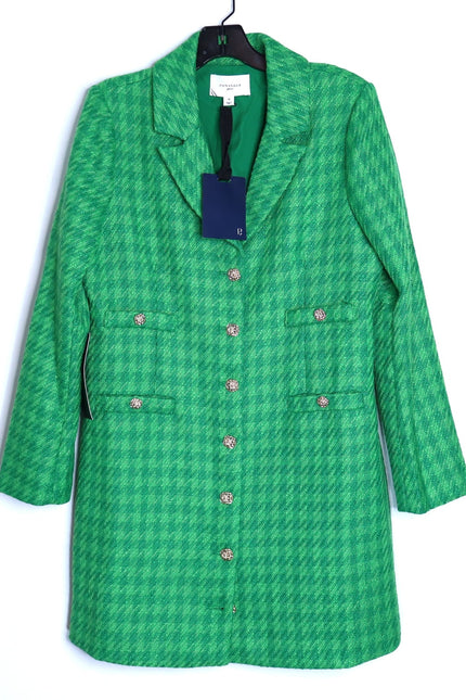 POMANDER PLACE NWT Tweed Stacie Dress Emerald Green Long Sleeve Women's M