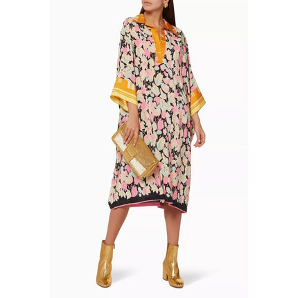 DRIES VAN NOTEN Floral-Print Daze Kaftan Multicolor Silk Slip On Women's M