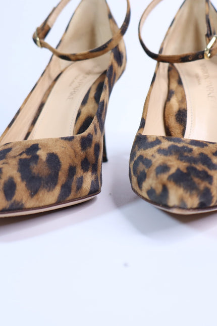 MARION PARKE Muse Leopard Pumps Brown Ankle Strap Pointed Toe Women's 35.5US/5.5