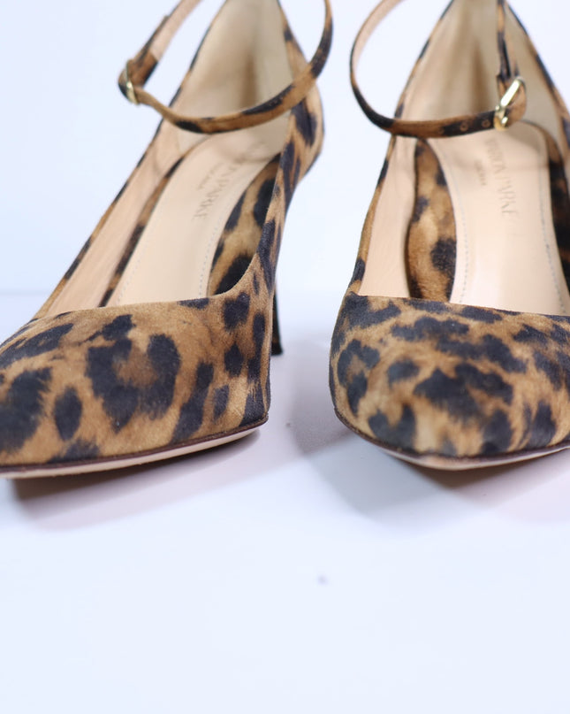 MARION PARKE Muse Leopard Pumps Brown Ankle Strap Pointed Toe Women's 35.5US/5.5